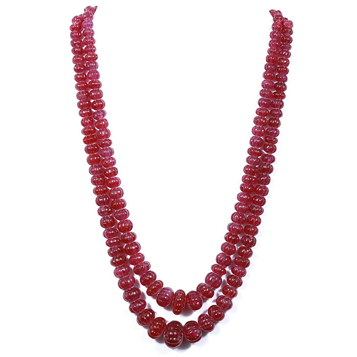 Ruby Carving Fracture Filled Rondelle Beads